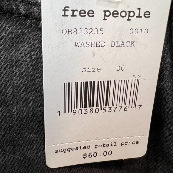 NWT Free People Washed Black Denim Button Fly Raw Hem skirt, Size 30 (US 10) - Picture 12 of 13